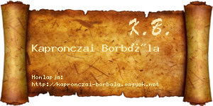 Kapronczai Borbála névjegykártya